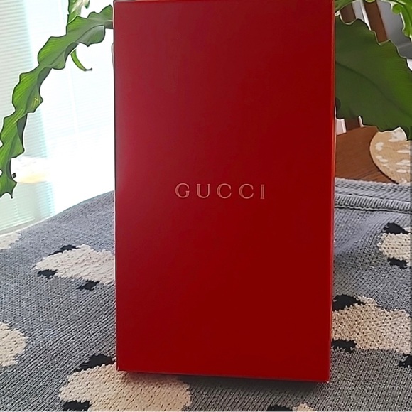 Gucci Red Box with Yellow Patterned Accessory and Tan Strap - Picture 2 of 5
